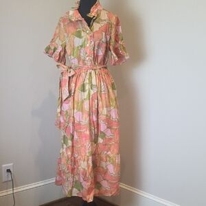 LaRoque Joanna Dress Ruffled Pink and Green Maxi Dress